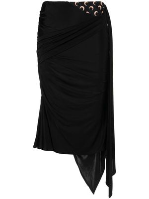 Marine Serre jupe mi-longue drapée à design asymétrique - Noir