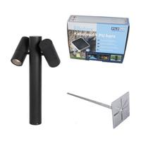 QAZQA Buitenlamp zwart met grondpin en kabelmof 50cm 2-lichts IP44 -