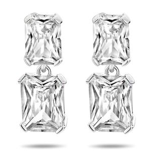 Oorhangers zilver-zirconia zilverkleurig-wit 6 x 17 mm