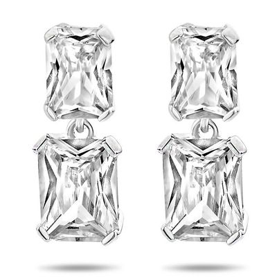 Oorhangers zilver-zirconia zilverkleurig-wit 6 x 17 mm