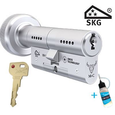 Ronde M&C Matrix knopcilinder SKG3 - snijsleutel met gehard stalen brug cilinderslot SKG3 - snijsleutel met gehard stalen brug