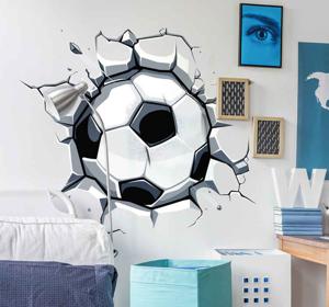 Muursticker kinderkamer 3d voetbal