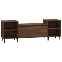 The Living Store TV-meubel Bruineiken - Bewerkt hout - 160 x 35 x 55 cm - 6 vakken