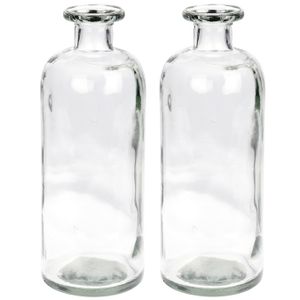 2x Glazen vaas/vazen 1,25 liter van 10 x 30 cm