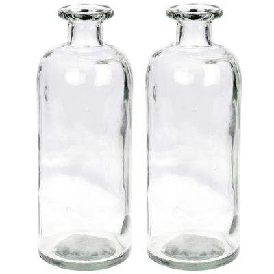 2x Glazen vaas/vazen 1,25 liter van 10 x 30 cm