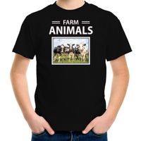 Kudde koeien t-shirt met dieren foto farm animals zwart voor kinderen - thumbnail