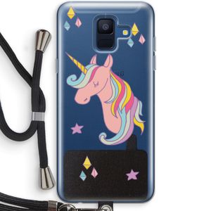 Roze eenhoorn: Samsung Galaxy A6 (2018) Transparant Hoesje met koord