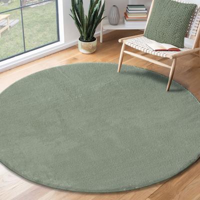 Karpet24 Loft - Luxe, Fluweelzacht Effen Vloerkleed in Mintgroen, Modern & Stijlvol-Ø 120 cm rond