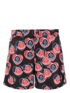 Moncler short de bain à logo imprimé - Noir