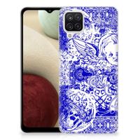 Silicone Back Case Samsung Galaxy A12 Angel Skull Blauw