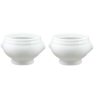 Set van 6x stuks witte soepkommen met leeuwenkop van porselein 12 cm rond