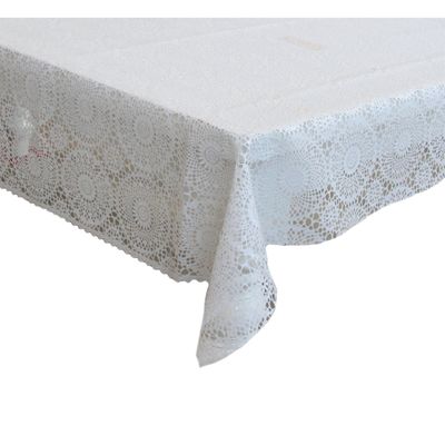 Tafelzeil/tafelkleed ronde kanten patroon wit 140 x 250 cm   -