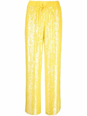 P.A.R.O.S.H. pantalon ample brodé de sequins - Jaune