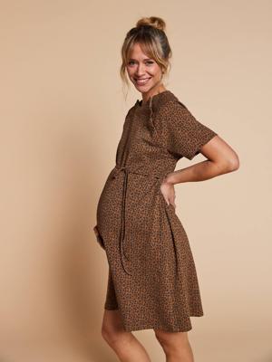 Nachtjurk borstvoeding zwangerschap luipaard taupe