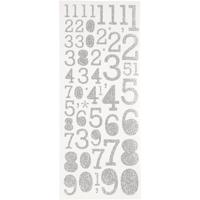 Creativ Company Glitterstickers, cijfers, vel 10x24 cm, zilver, 2 vel/ 1 doos