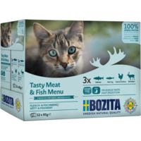 Bozita vlees & vis multipack natvoer kat 1 tray (12 x 85 g)