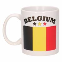 Koffie mok - Belgie - vlag print - 300 ml - wit - keramiek - Supporters - Landen - Beker