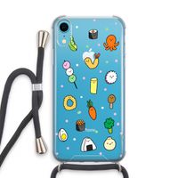 Happy bento friends: iPhone XR Transparant Hoesje met koord Happy bento friends: iPhone XR Transparant Hoesje met koord