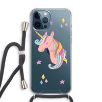 Roze eenhoorn: iPhone 12 Pro Transparant Hoesje met koord