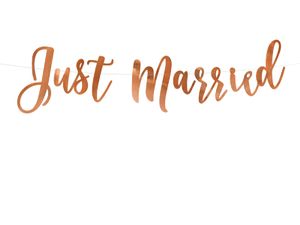 Just Married Letterslinger Rosé goud 77cm