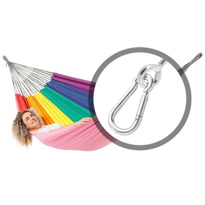 Tweepersoons hangmat met bevestiging - 350x160cm - Regenboog - 160kg draagkracht- 100% katoen - binnen & buiten