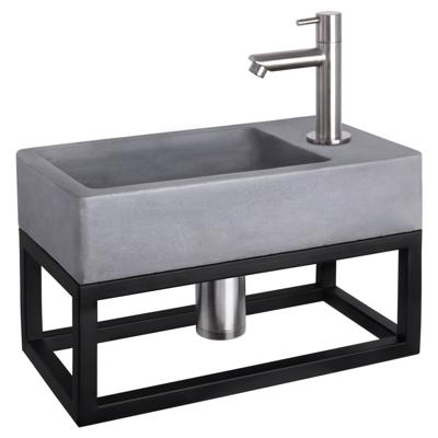 Differnz Force fonteinset beton donkergrijs - kraan recht - met handdoekrek - 40 x 22 x 9 cm - mat chroom