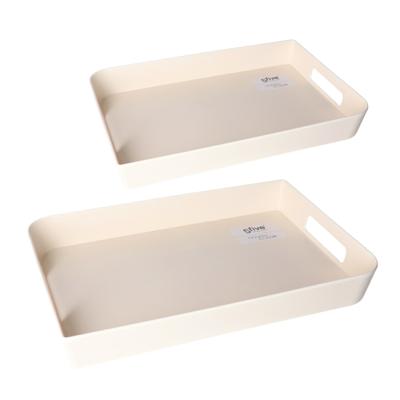 5Five Dienbladen set creme wit met handvaten in 2 verschillende formaten