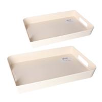5Five Dienbladen set creme wit met handvaten in 2 verschillende formaten