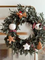 Set van 12 kerstdecoraties in sherpa beige