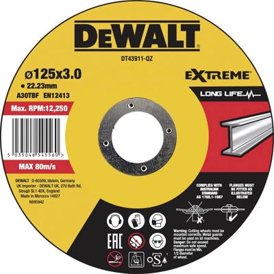 DEWALT DT43911 DT43911-QZ Doorslijpschijf gebogen 125 mm 1 stuk(s) Metaal, RVS, IJzer