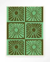 Urban Cotton Wandkleed 'Suns In Green' 80 x 110cm in Floating Frame - off white
