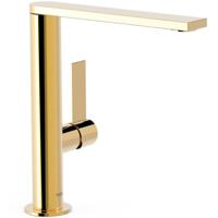 Wastafelkraan Tres Project | Opbouw | Draaibare uitloop | Mengkraan | Hoog model | 1-hendel | Rond | 24k Goud glans