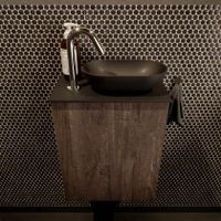 Mondiaz Fowy toiletmeubel 40cm dark brown met blad en waskom urban rechts 1 kraangat