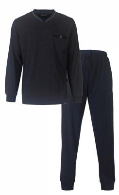 Pyjama heren lange mouw - Standard Blue - Donkerblauwe katoenen pyjama