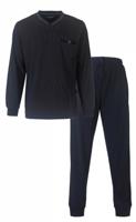 Pyjama heren lange mouw - Standard Blue - Donkerblauwe katoenen pyjama
