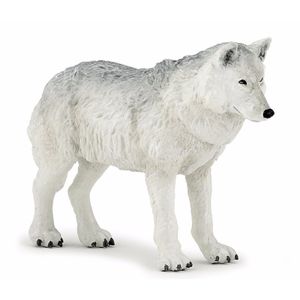 Plastic speelgoed figuur witte wolf 9,5 cm   -