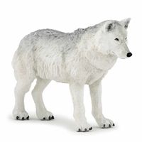 Plastic speelgoed figuur witte wolf 9,5 cm   - - thumbnail