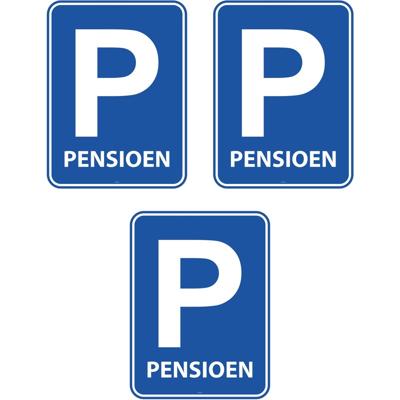 Pensioen parkeerbord - 3x - feestartikelen - pensioen - versieringen - deurbord - feestgelegenheid