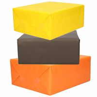 3x Rollen kraft inpakpapier oranje/geel/zwart 200 x 70 cm - Cadeaupapier