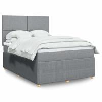 Boxspring met matras stof lichtgrijs 140x200 cm