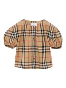 Burberry Kids blouse à carreaux en coton - Tons neutres