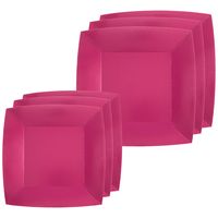 Feest/verjaardag bordjes set - 20x stuks - fuchsia roze - 18 cm en 23 cm