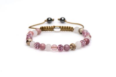 Karma Armband Spiral Pink Rose Pink Crystal