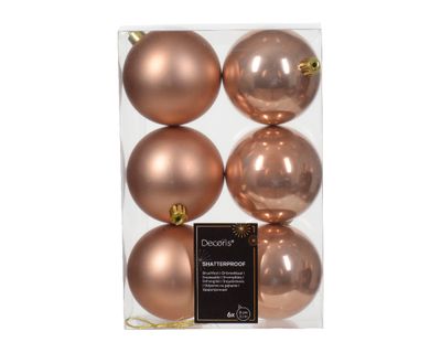 Kerstbal kunststof d8 cm rose 6st kerst - Decoris