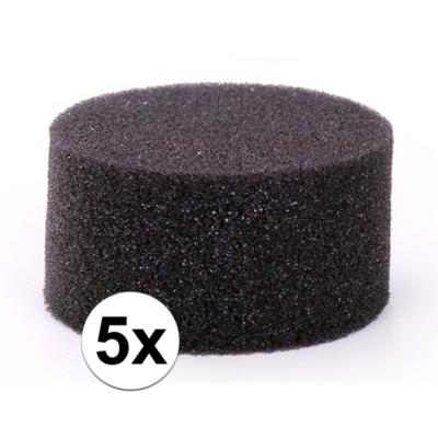 Zwart schmink / make up sponsje - 5x - rond - zacht - grimeren