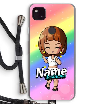 Chibi Maker vrouw: Pixel 4a 5G Transparant Hoesje met koord