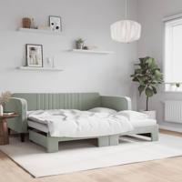 Slaapbank met onderschuifbed 90x190 cm fluweel lichtgrijs