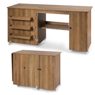 Opklapbare Naaitafel Veelzijdige Knutseltafel met Breed Werkblad 158 x 50 x 75 cm Bruin