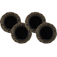 Set van 4x stuks kerstdiner onderborden rond zwart 36 cm