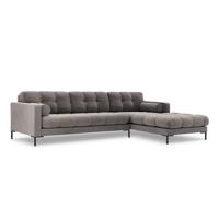 Cosmopolitan Design Bali Hoekbank met Chaise Longue Rechts - Lichtgrijs / Zwart